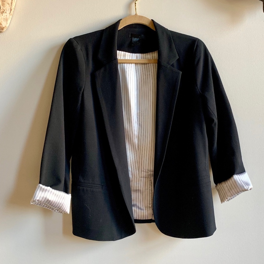 Aqua Black Blazer with Rolled Sleeves